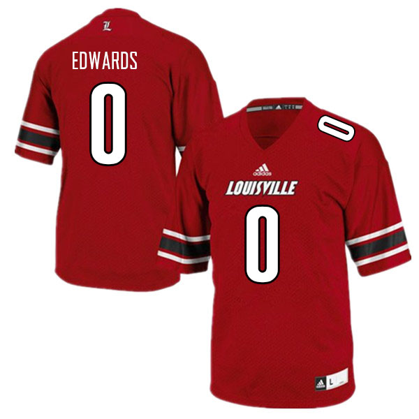 Men #0 Derrick Edwards Louisville Cardinals College Football Jerseys Sale-Red - Click Image to Close